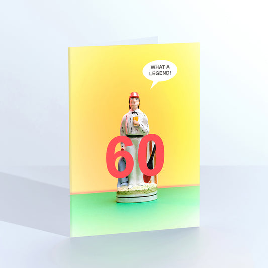 60 What a Legend cricketer birthday card