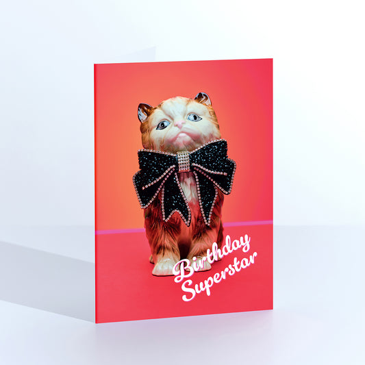 Birthday Superstar Cat Greetings Card