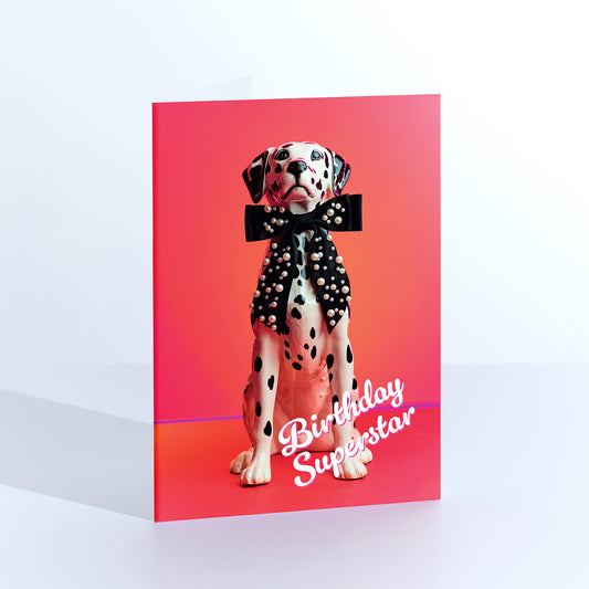 Birthday Superstar Dog  Greetings Card