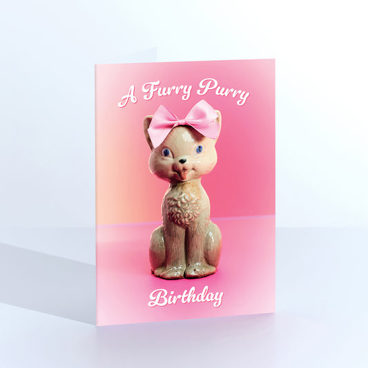 Furry Purry Birthday Cat Greetings Card