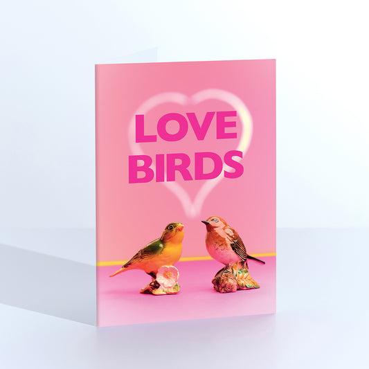 Love Birds Neon Heart Greetings Card