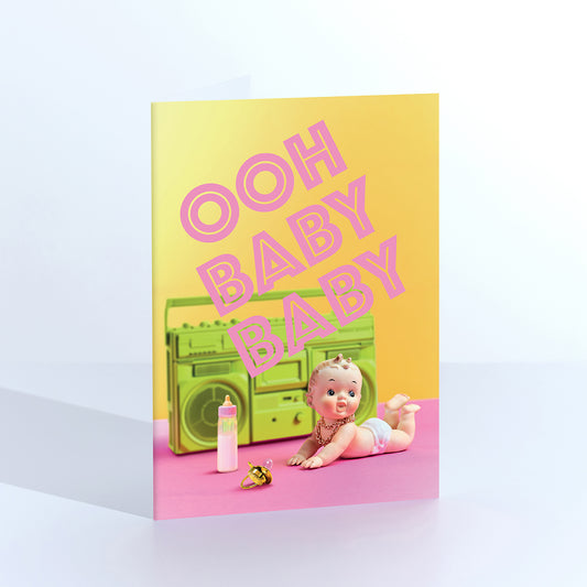 Ooh Baby Baby Pink New Baby Greetings Card