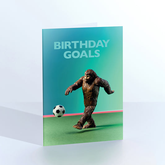 Birthday Goals footballing yeti greetings card