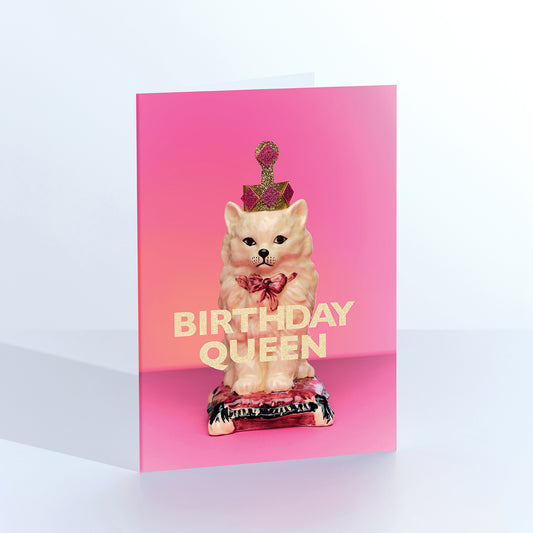 Birthday Queen Cat Greetings Card