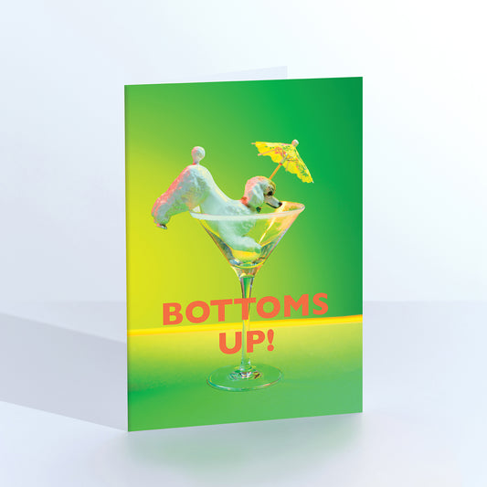 Bottoms up cocktail poodle greetings card