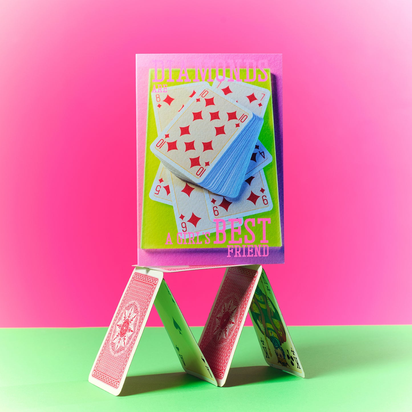 Diamonds Are A Girls Best Friend Playing Cards Greetings Card
