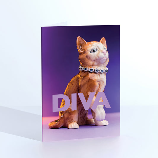 Diva Cat In Diamonds Greetings Card