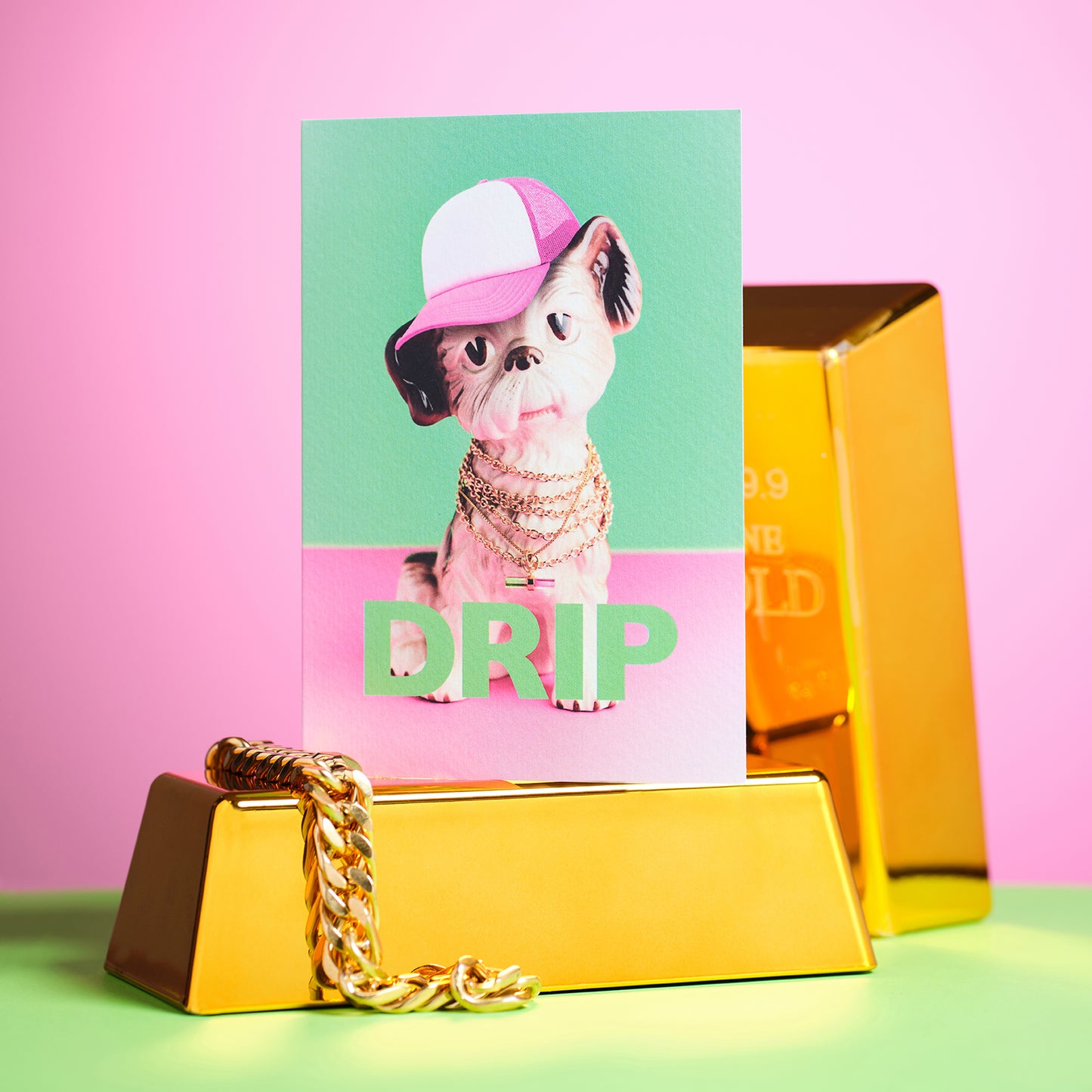 Drip Gangsta Puppy Greetings Card