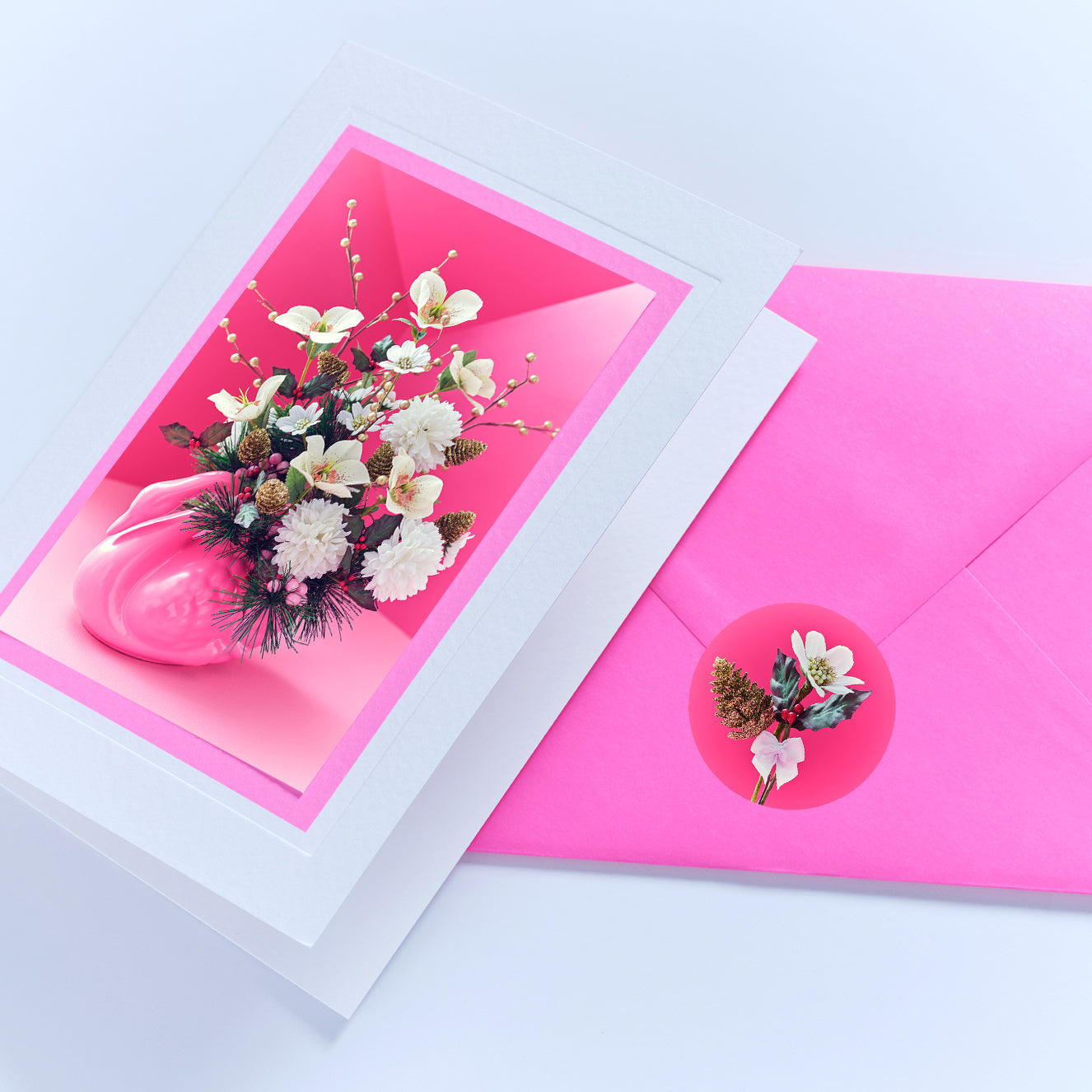 Festive Floral Swan Hand Finished Greetings Card