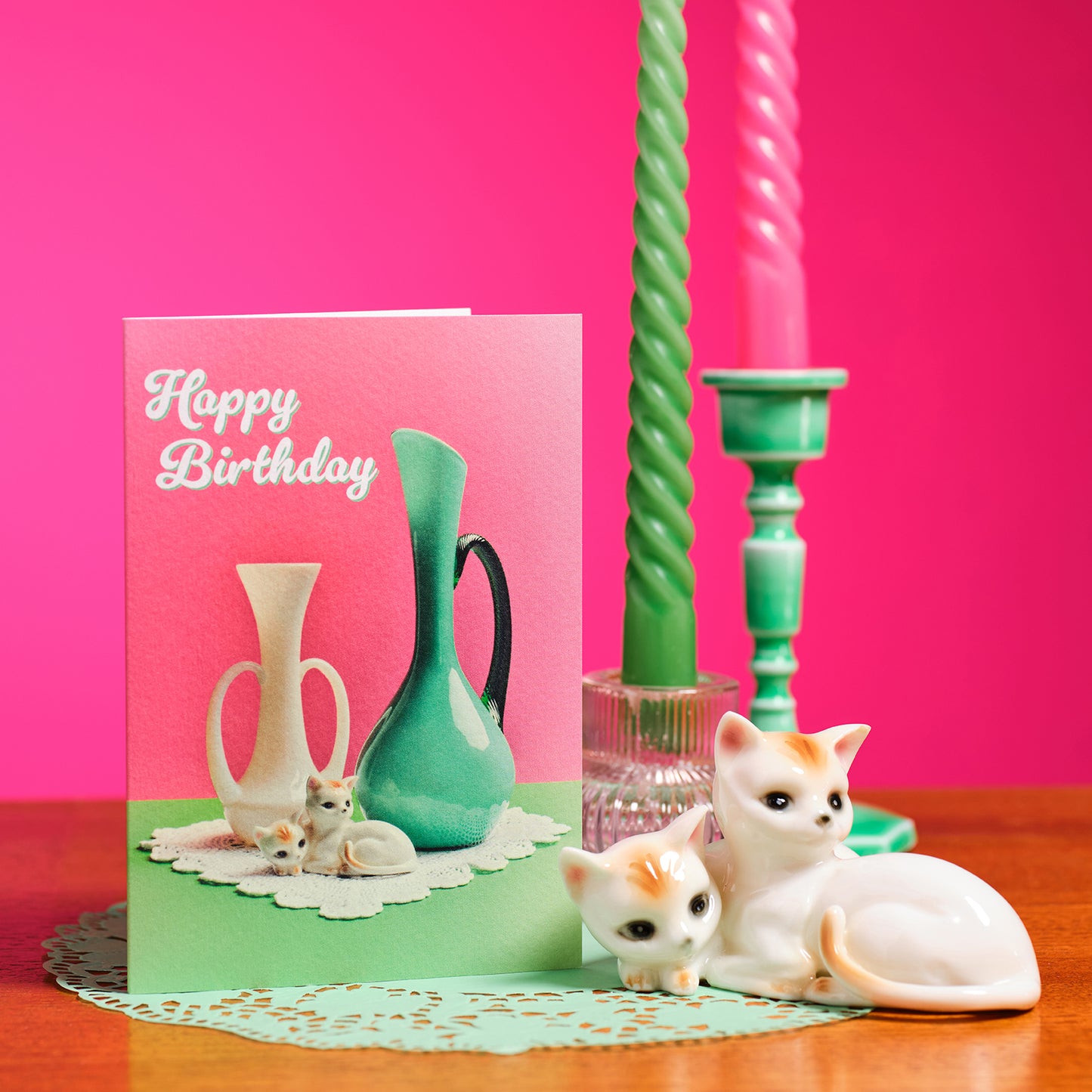 Happy Birthday Vintage Cats and Vases