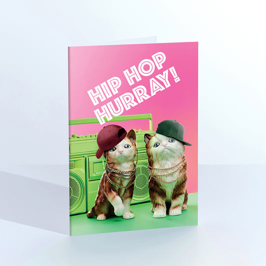 Hip Hop Hurray Gangsta Cats Greetings Card