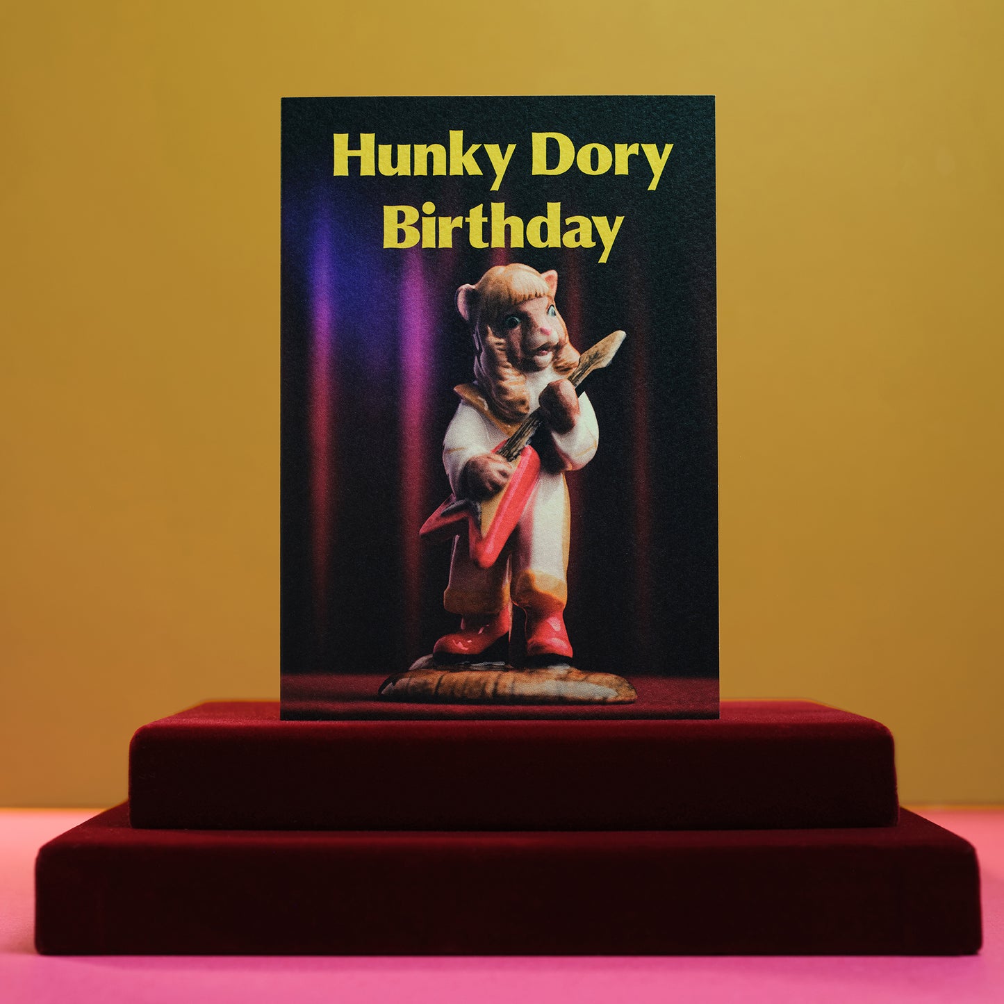Hunky Dory Birthday Glam Rock Cat Greetings Card