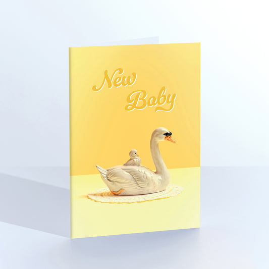 New Baby Cute Yellow Swan Greetings Card
