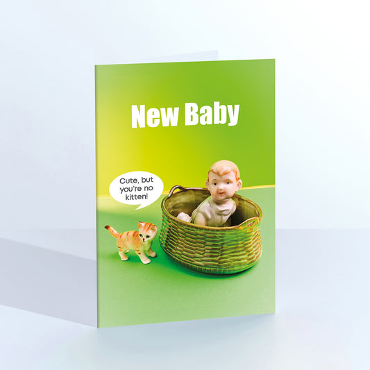 New Baby,Cute But No Kitten Greetings Card