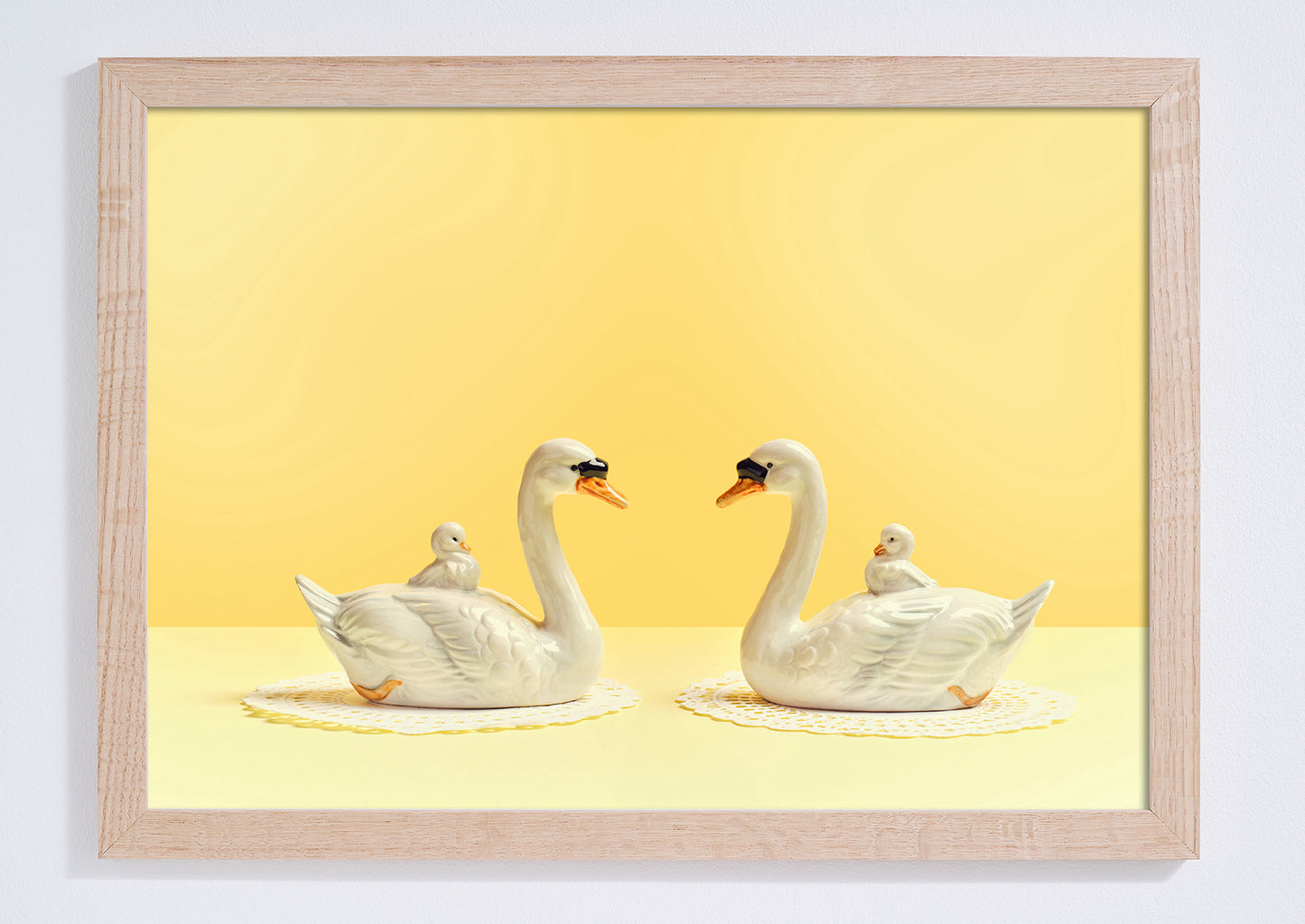 "Reflected swans, yellow mood" giclée photo print