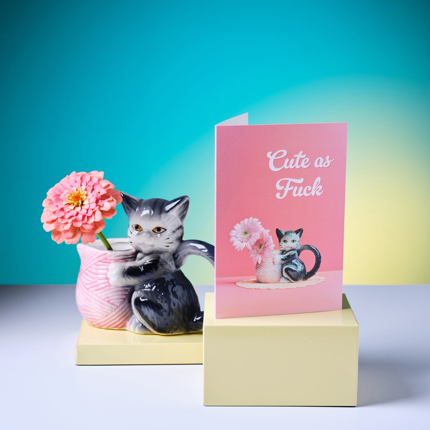 Cute as F**k Kitty greetings card