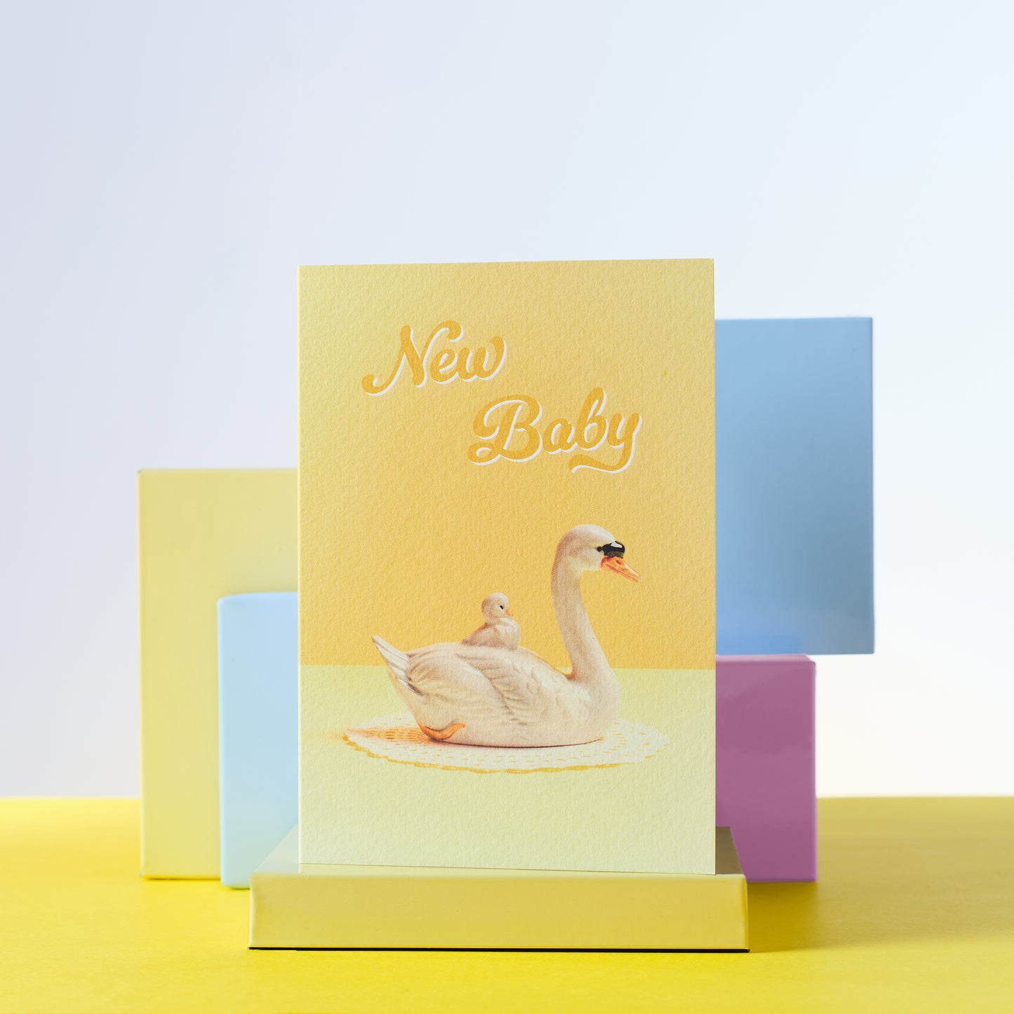 New Baby Cute Yellow Swan Greetings Card