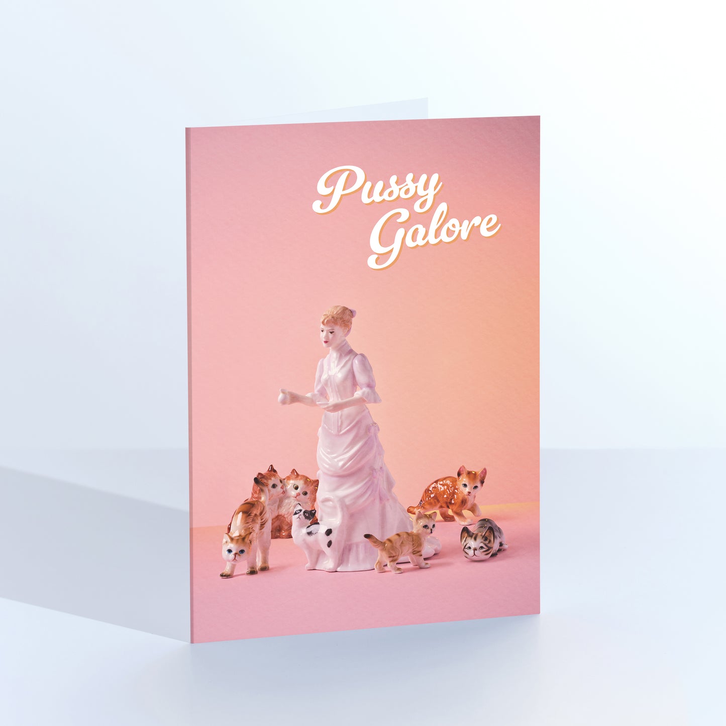 Pussy Galore Lady with Cats Greetings Card