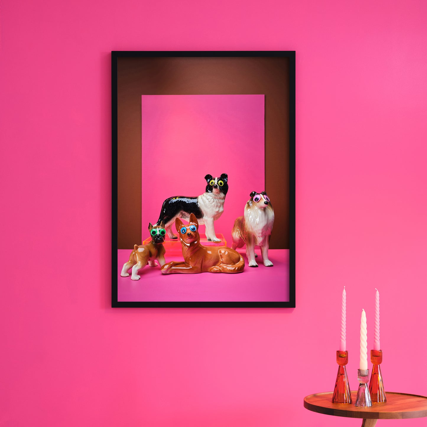 "Goggle eyed dogs , pink" giclée photo print