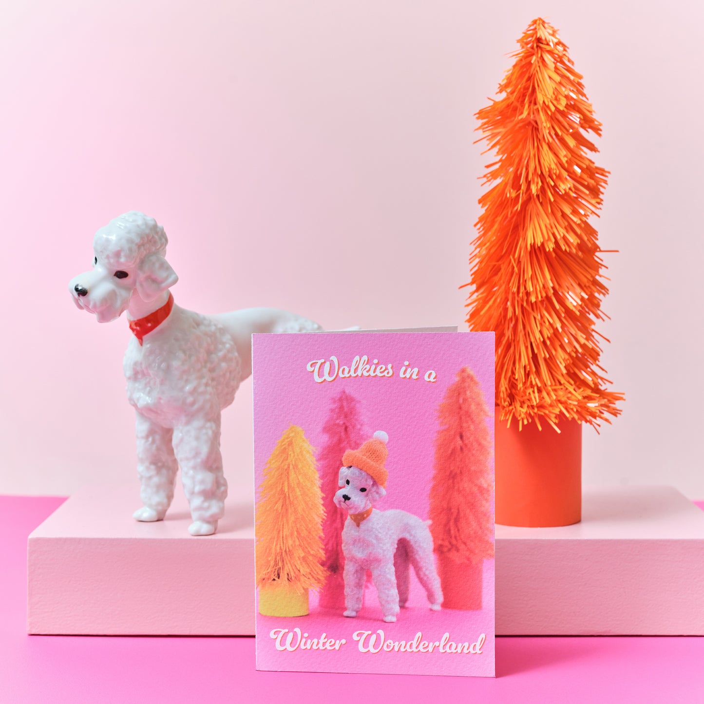 Wonderland Walkies Poodle Christmas Card