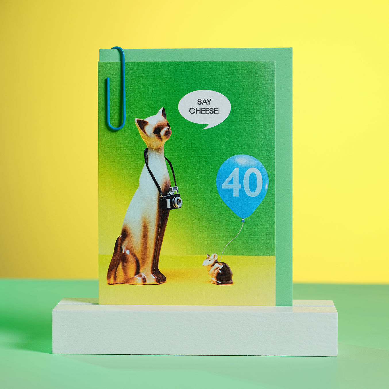 40th Birthday Say Cheese Photographer Cat Greetings Card