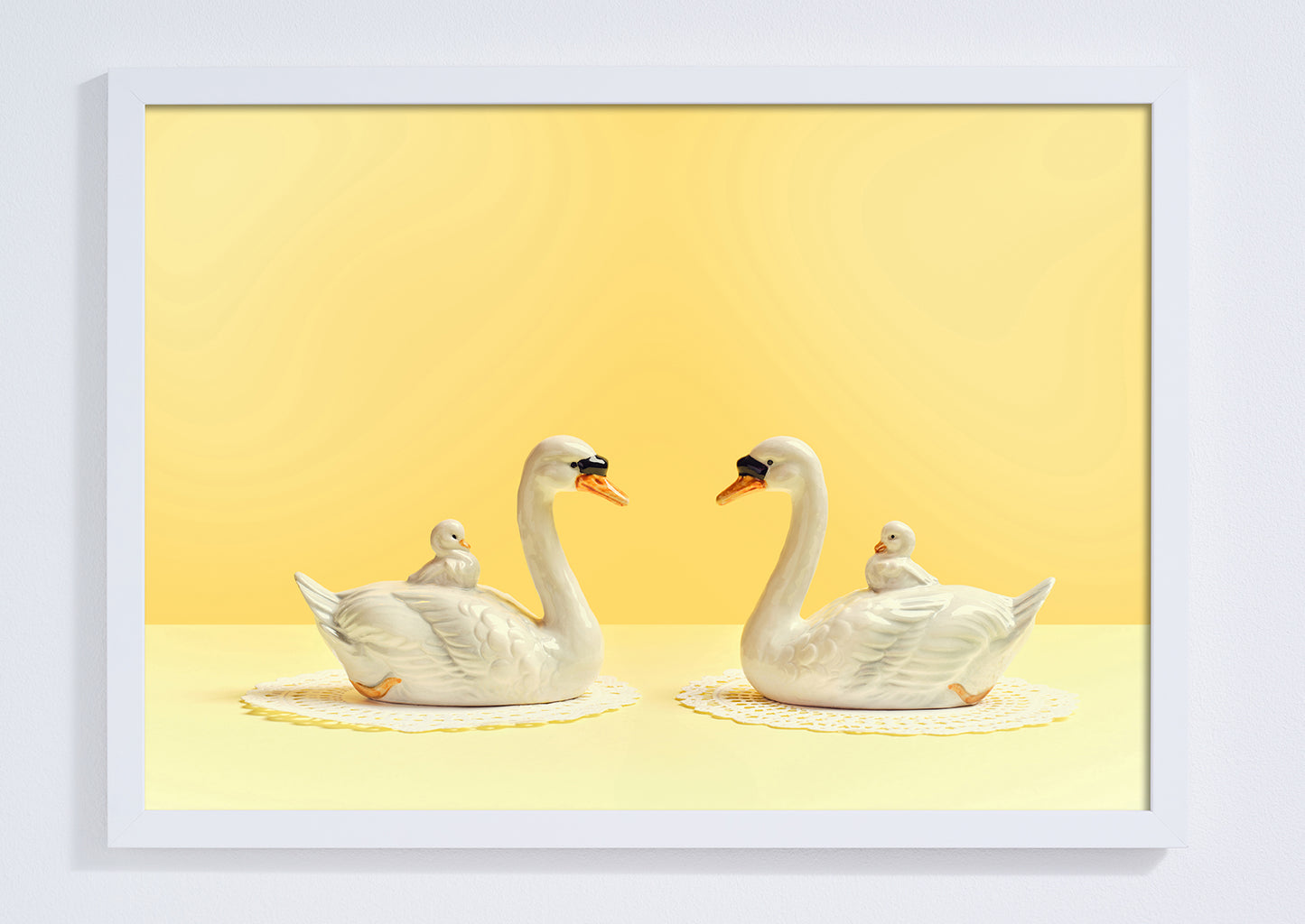 "Reflected swans, yellow mood" giclée photo print