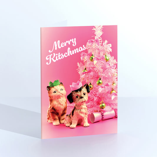 Kitschmas Pets Cat and Dog Christmas Card