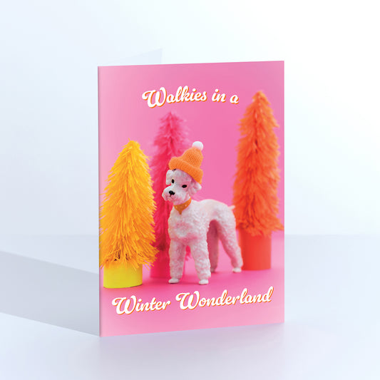 Wonderland Walkies Poodle Christmas Card