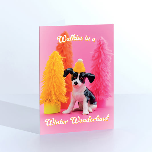 Wonderland Walkies Puppy Dog Christmas Card