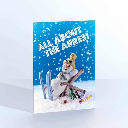 All About The Apres Chilling Snowman Christmas Card