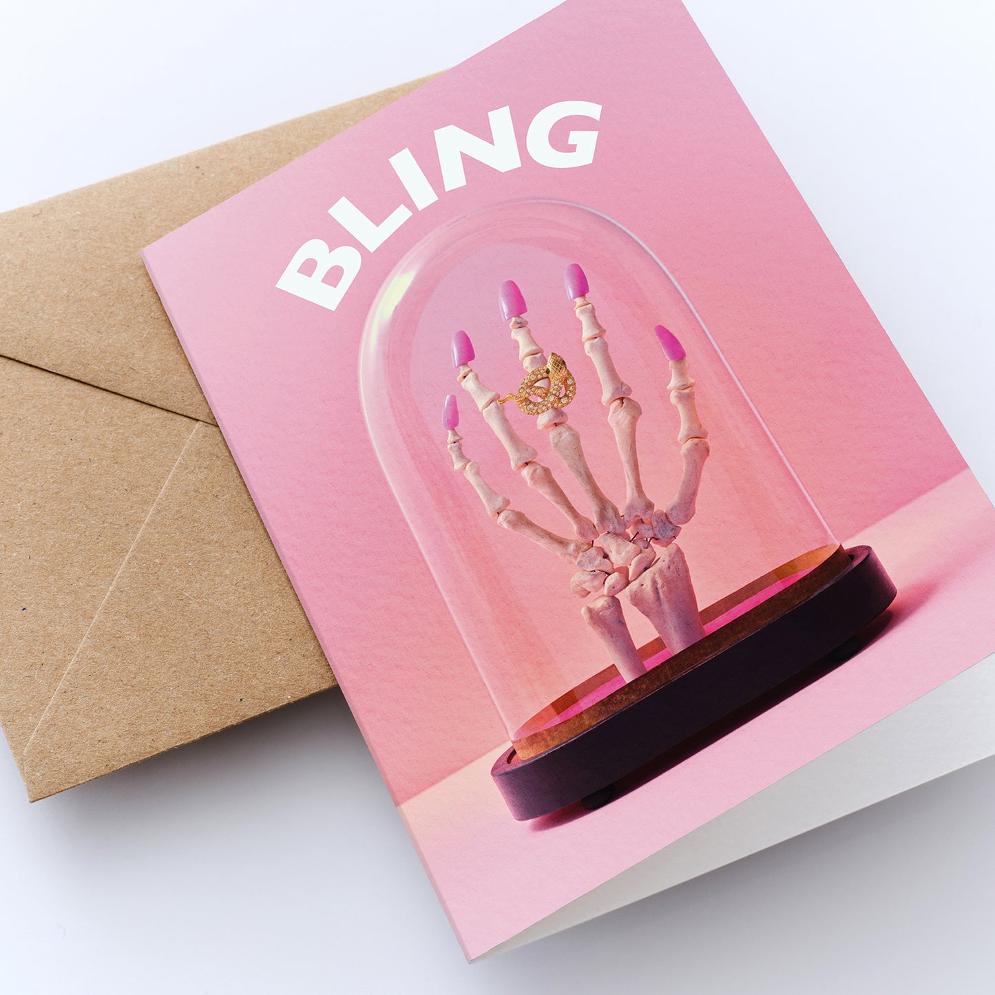 Bling Skeleton Hand Greetings Card