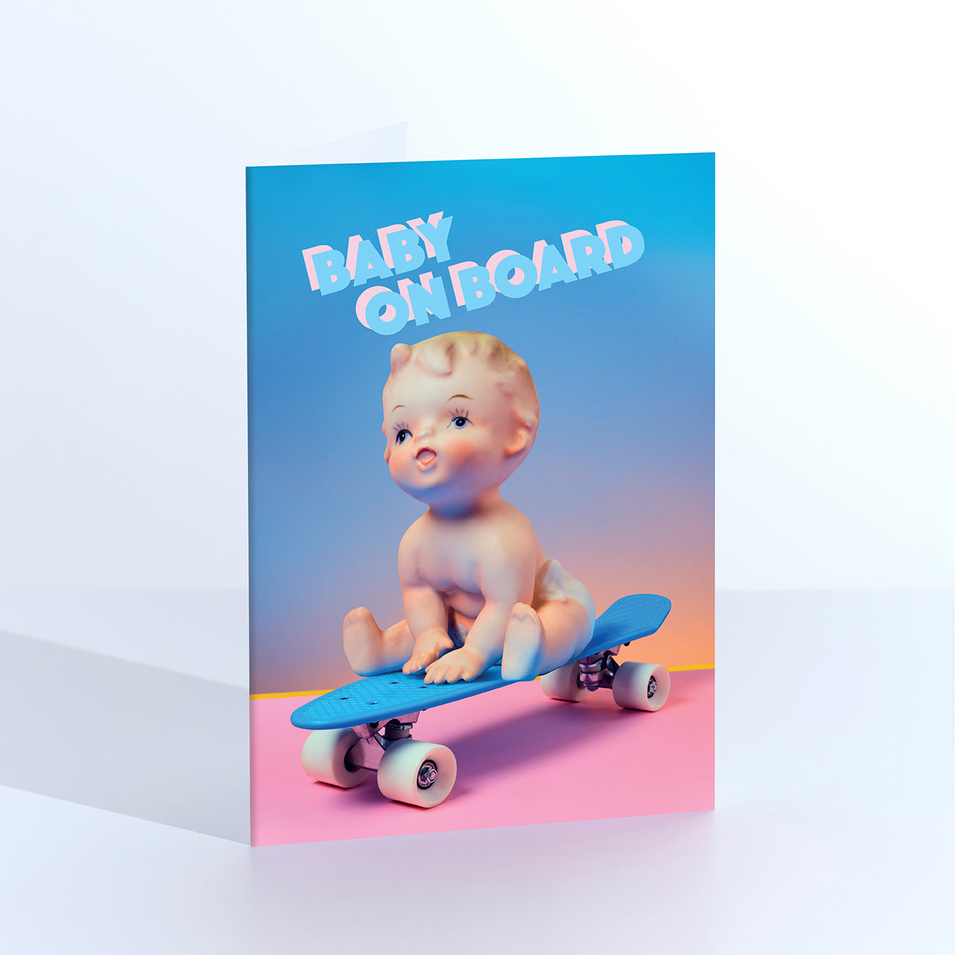 Baby On Board Skateboarding Baby Greetings Card