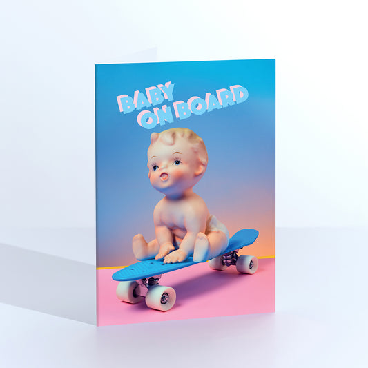 Baby On Board Skateboarding Baby Greetings Card