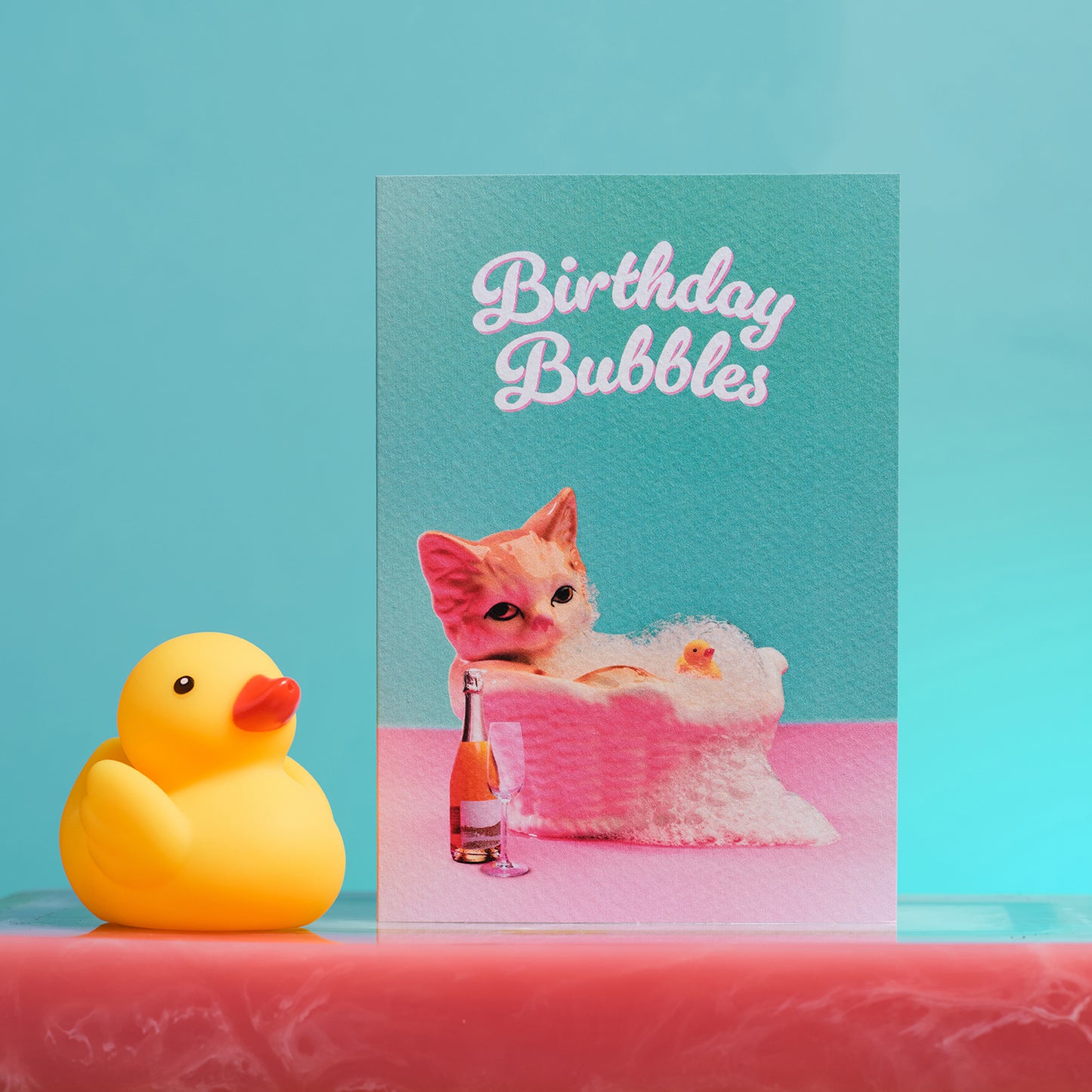 Birthday Bubbles Cat in Bath Greetings Card