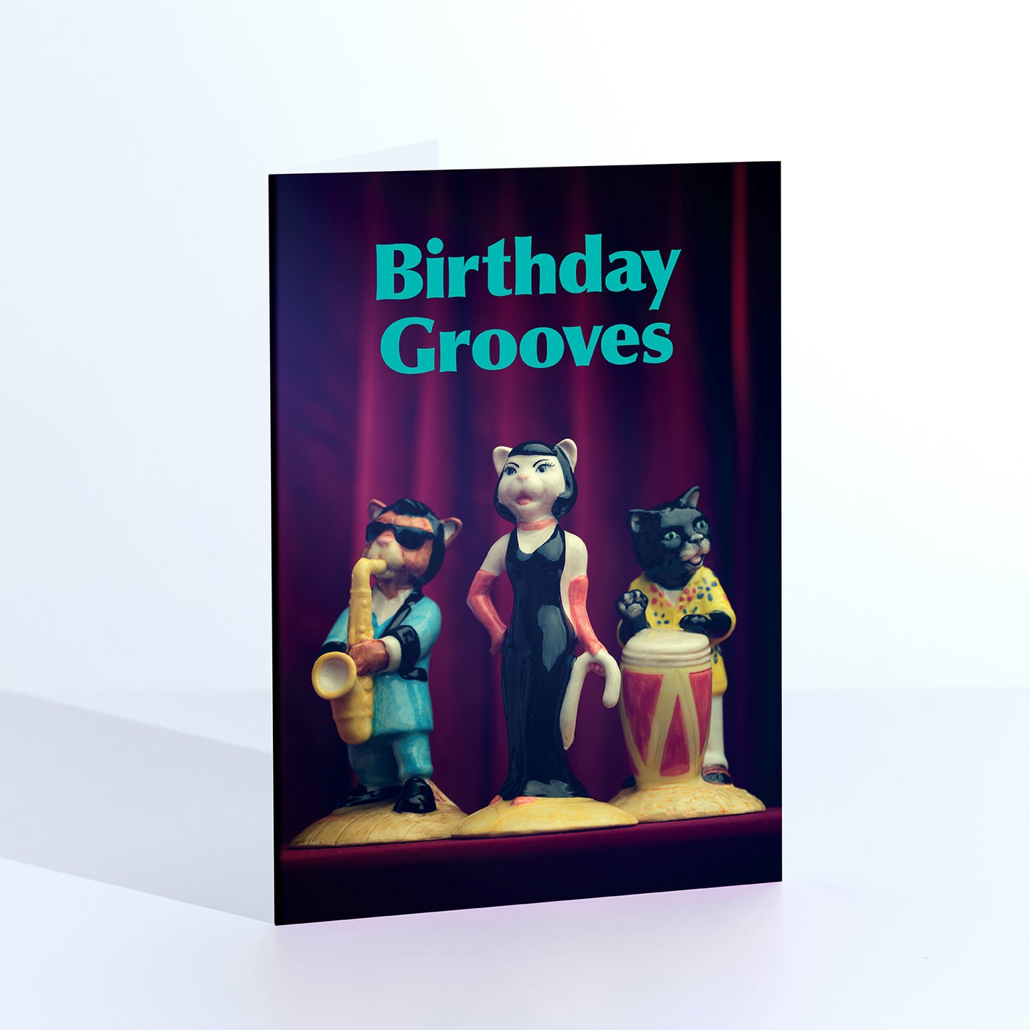 Birthday Grooves Cat Band Greetings Card