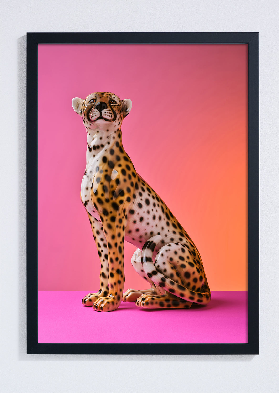 "Seated cheetah pink clash" giclée photo print