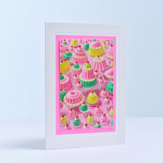 Cake Stands Neon Party Spread Hand Finished Greetings Card
