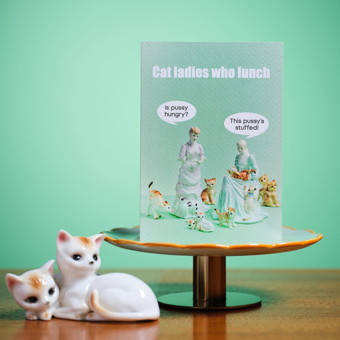 Cat Ladies Who Lunch Humorously Rude Greetings Card