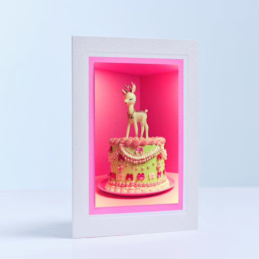 Christmas Cake Hand Finished Greetings Card