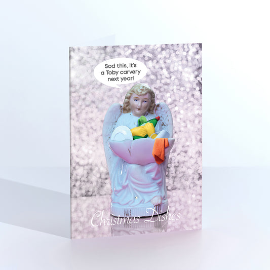 Christmas Dishes Angel Washing Up Card