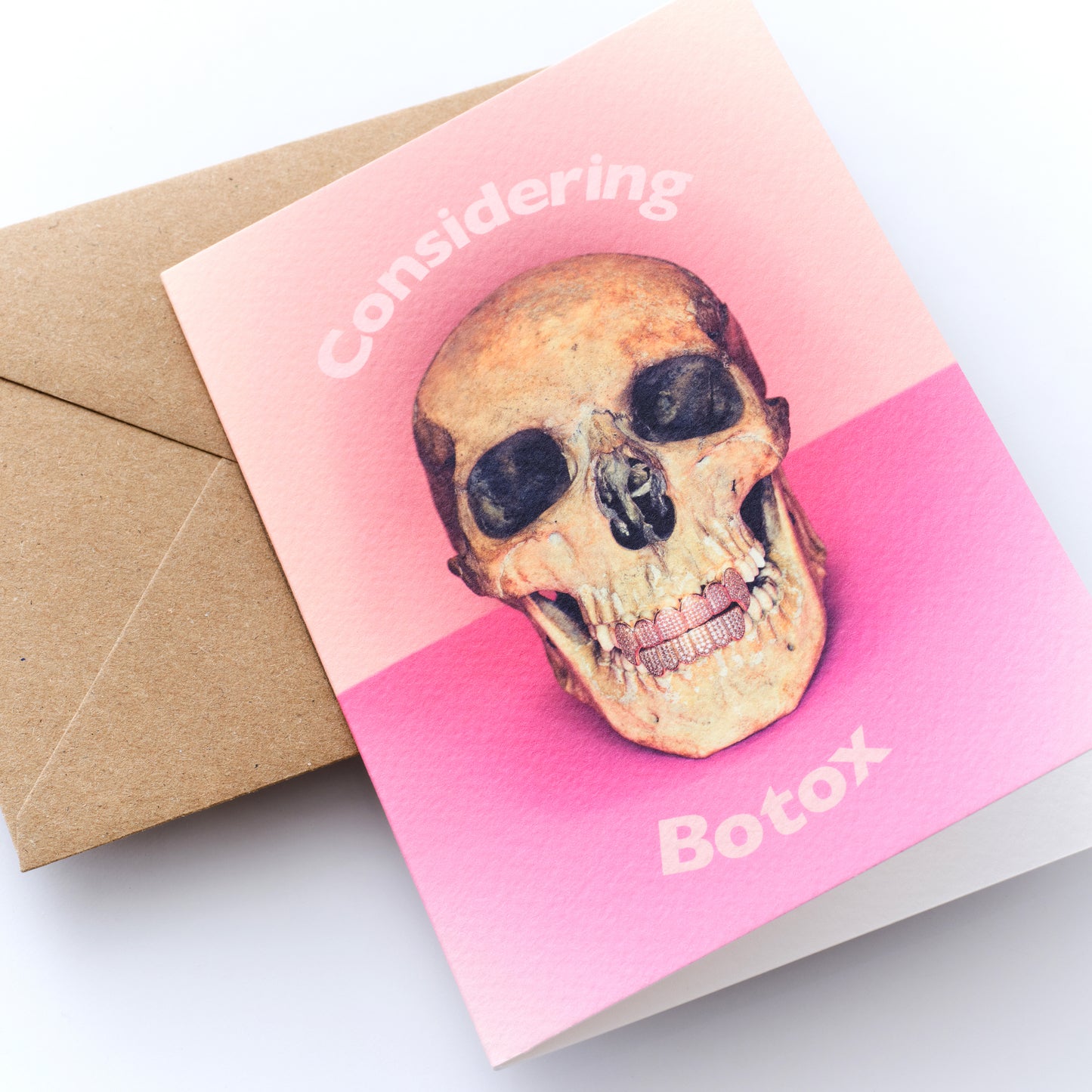 Considering Botox skull greetings card