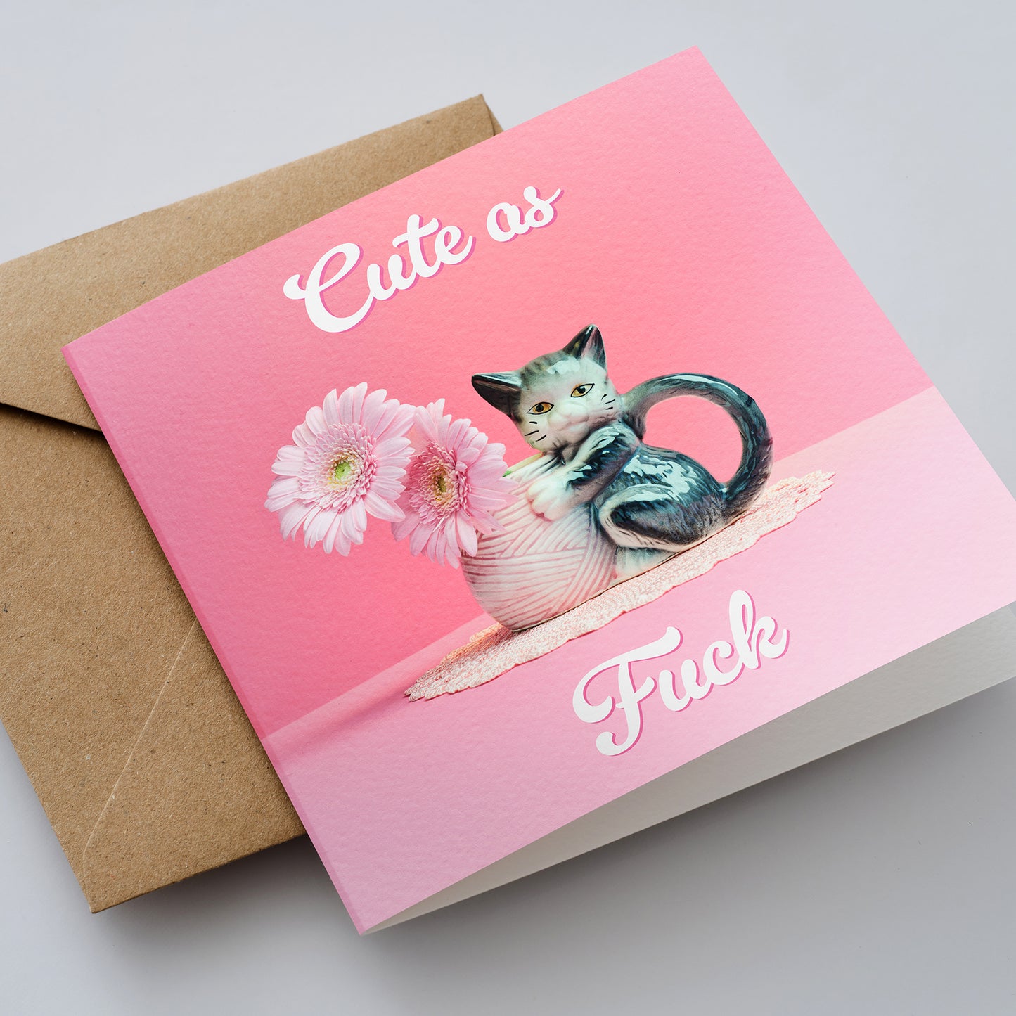 Cute as F**k Kitty Cat Greetings Card