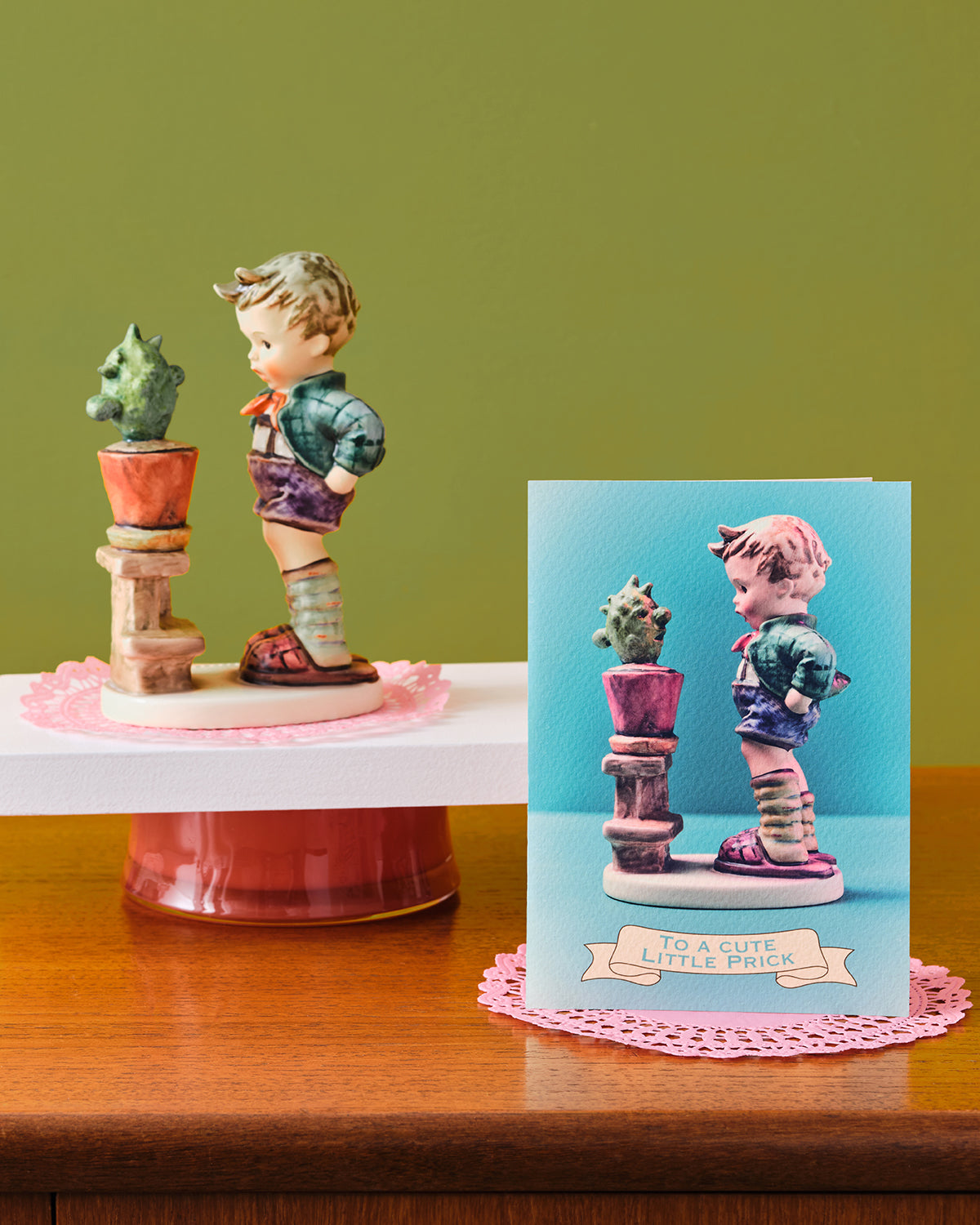 To a Cute Little Prick Boy With Catcus Greetings Card