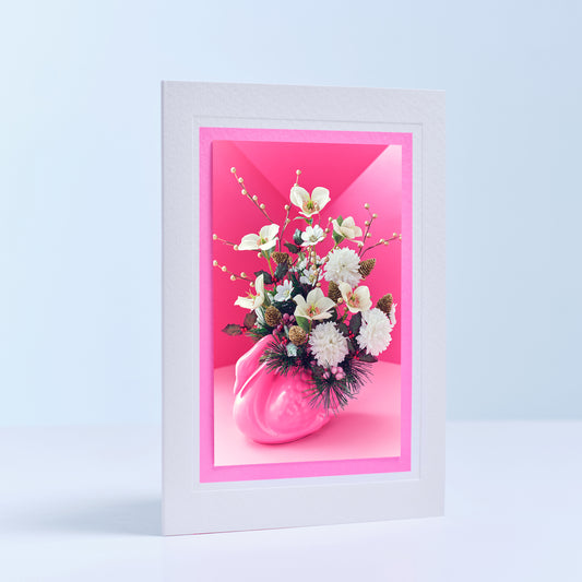 Festive Floral Swan Hand Finished Greetings Card