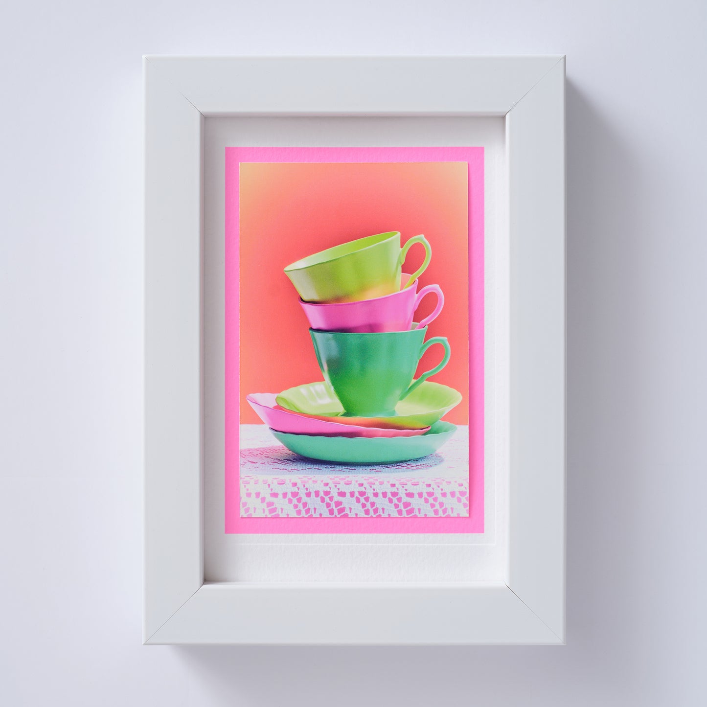 Tea Cups Hand Finished Greetings Card