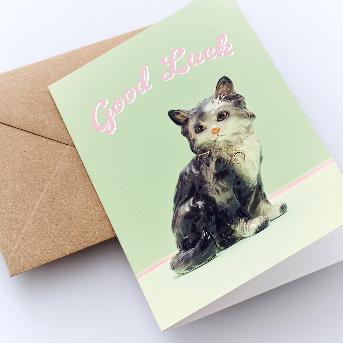 Lucky Cat Good Luck Greetings Card