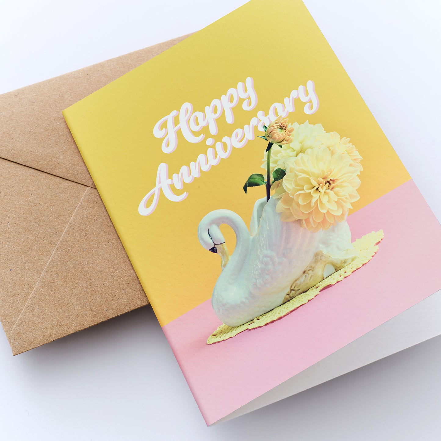 Vintage Swan Happy  Anniversary Card