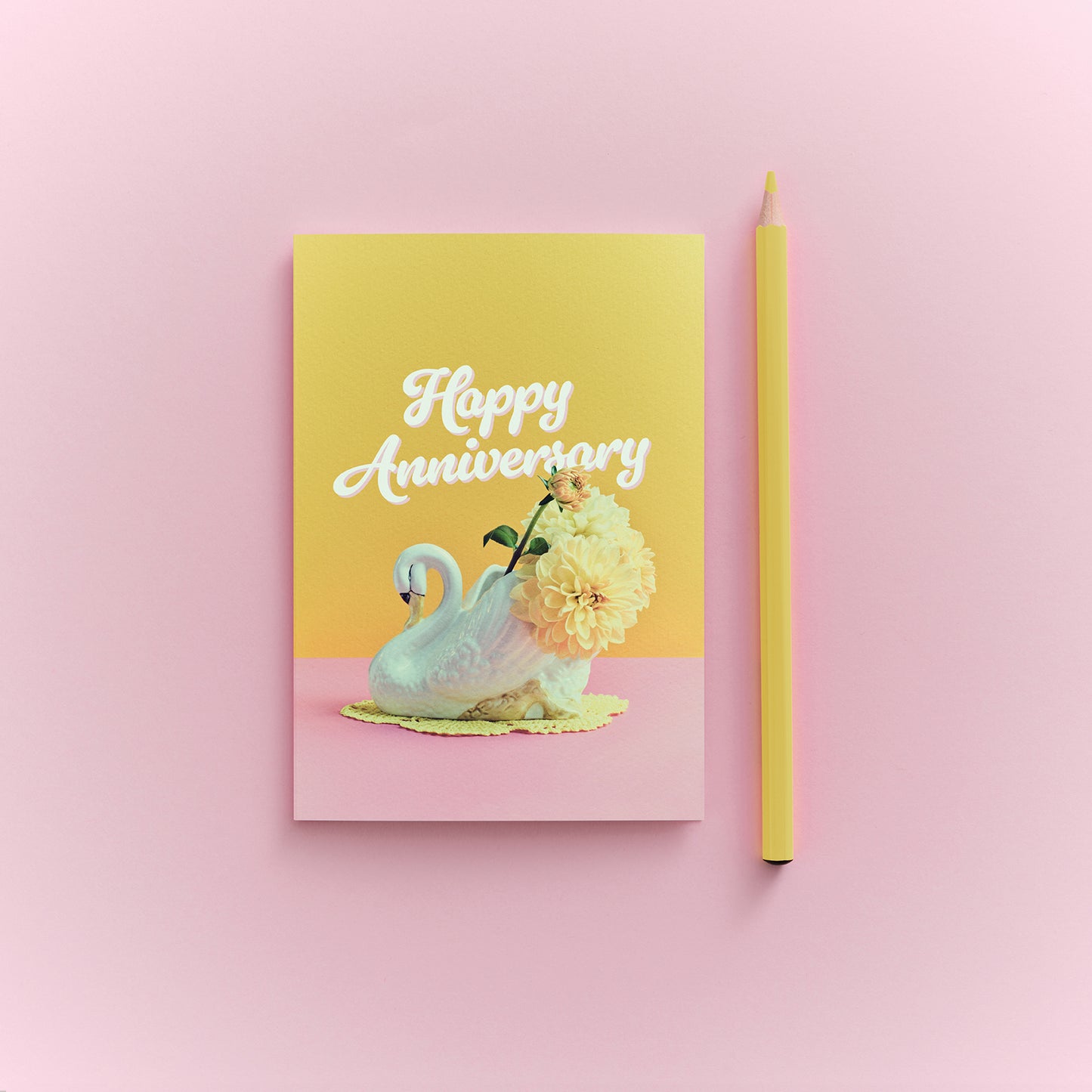 Vintage Swan Happy  Anniversary Card