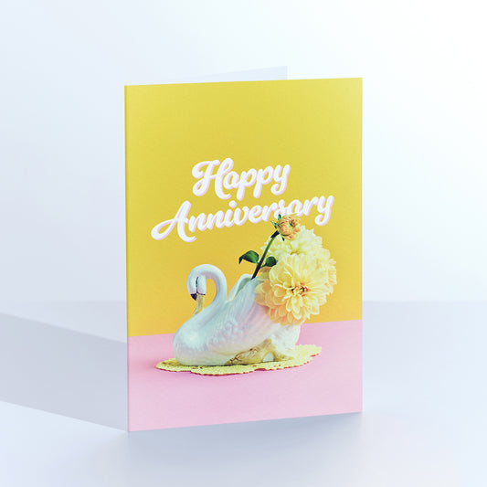 Vintage Swan Happy  Anniversary Card