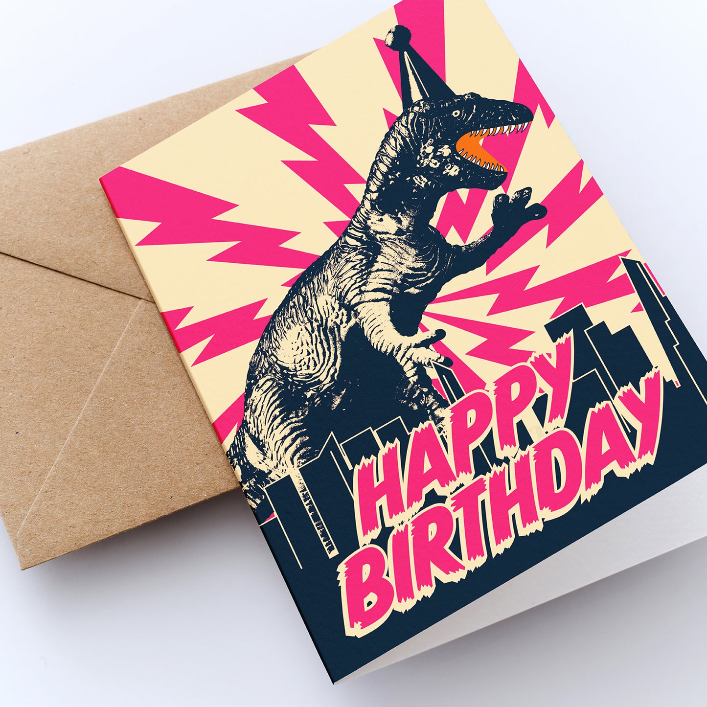 Monster Birthday Pink Greetings Card